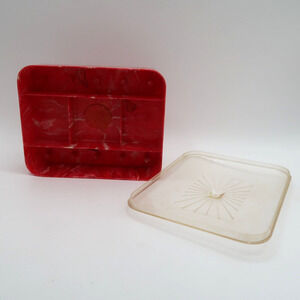 Hommer Mfg Co Sewing Box Case Red Marbled Plastic Vintage Midcentury 1950s